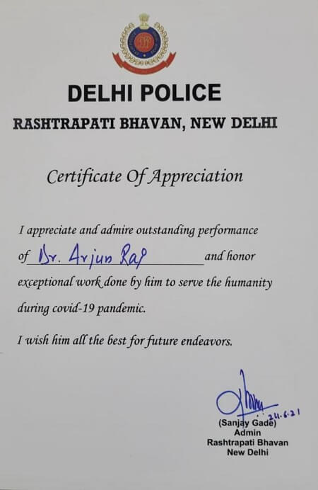 Appriciation Letter By Delhi Police